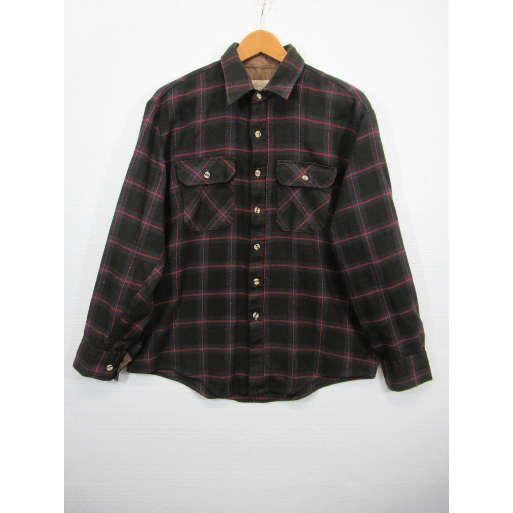 Vintage 60s 70s Men's Store Flannel Shirt Men Large Brown Plaid